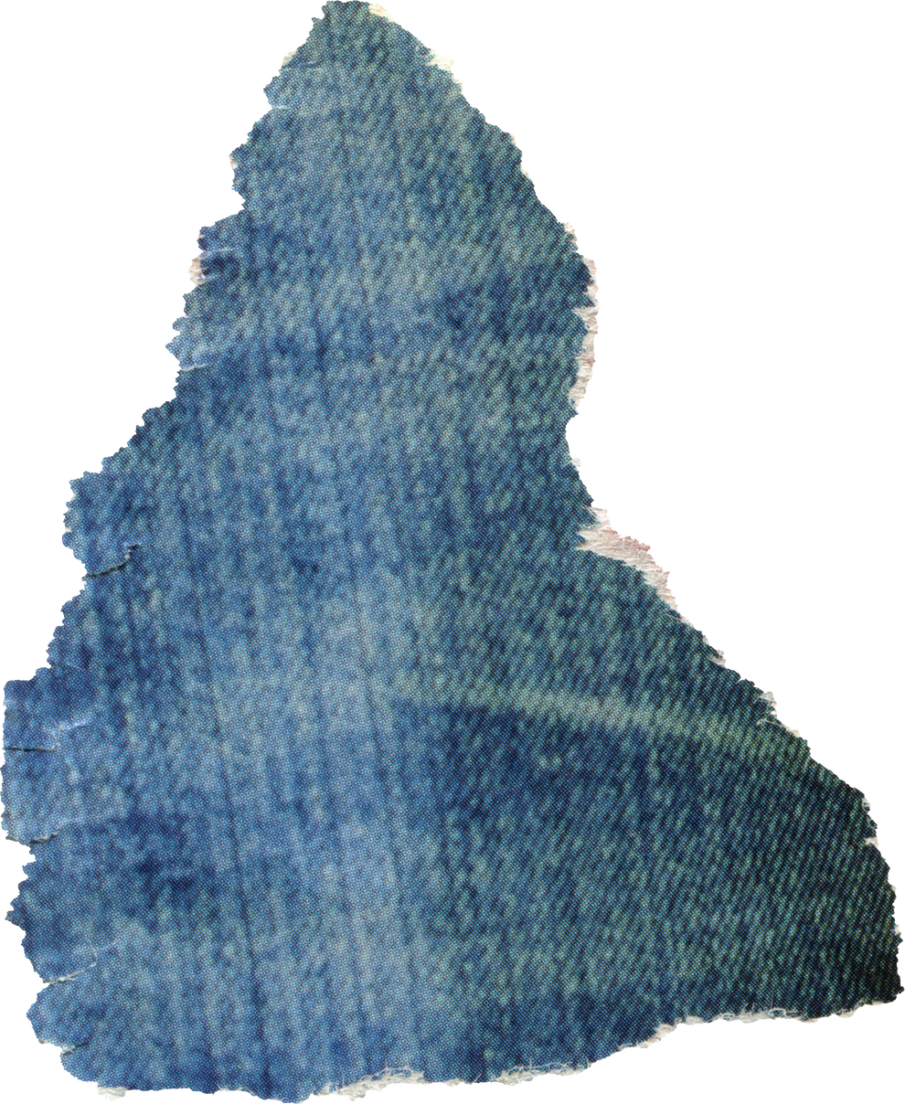 blue textured scrap of magazine paper